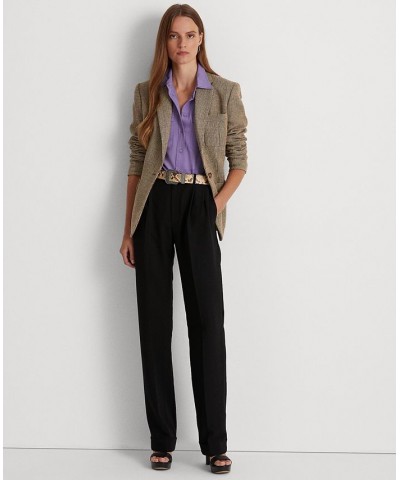 Women's Pleated Sablé Crepe Pants Black $42.55 Pants