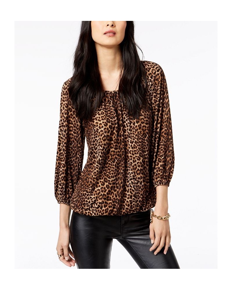 Petite Leopard-Print Peasant Top Leopard $17.47 Tops