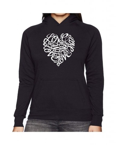 Women's Word Art Hooded Sweatshirt -Love Purple $30.59 Sweatshirts