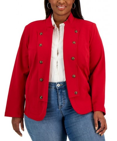 Plus Size Military Band Jacket Chili Pepper $33.48 Jackets