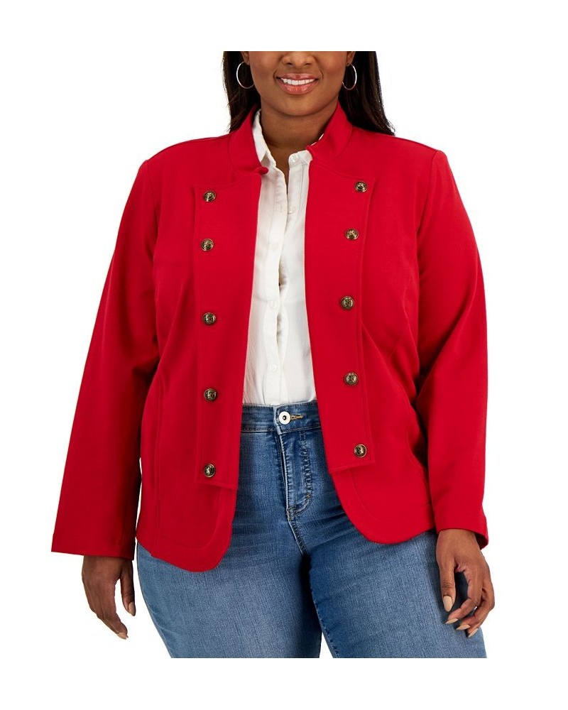 Plus Size Military Band Jacket Chili Pepper $33.48 Jackets