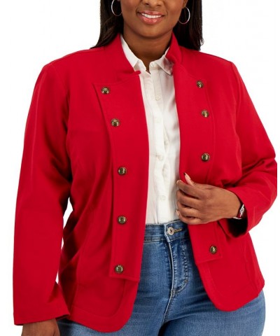 Plus Size Military Band Jacket Chili Pepper $33.48 Jackets