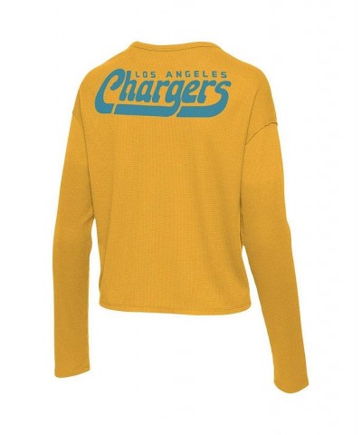 Women's Gold Los Angeles Chargers Pocket Thermal Long Sleeve T-shirt Gold $24.75 Tops