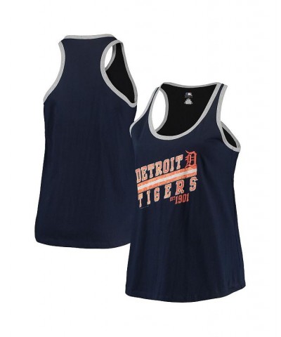 Women's Navy Detroit Tigers Plus Size Ringer Racerback Tank Top Navy $16.80 Tops