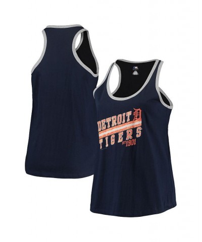 Women's Navy Detroit Tigers Plus Size Ringer Racerback Tank Top Navy $16.80 Tops