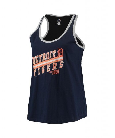 Women's Navy Detroit Tigers Plus Size Ringer Racerback Tank Top Navy $16.80 Tops