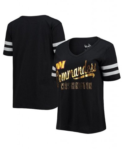 Women's Black Washington Commanders Triple Play V-Neck T-shirt Black $25.19 Tops