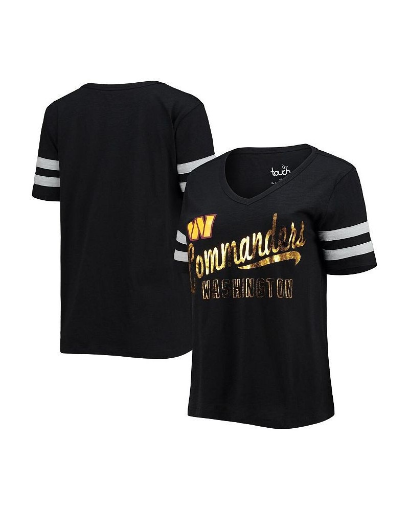 Women's Black Washington Commanders Triple Play V-Neck T-shirt Black $25.19 Tops