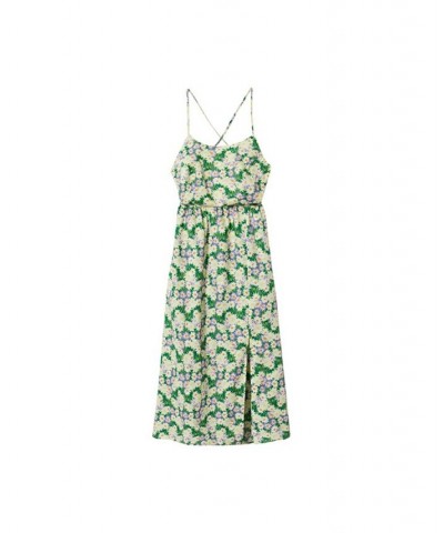 Women's Flower Print Dress Green $39.60 Dresses