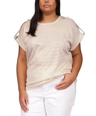 Plus Size Stripe-Print Short-Sleeve Top Multi $39.48 Tops