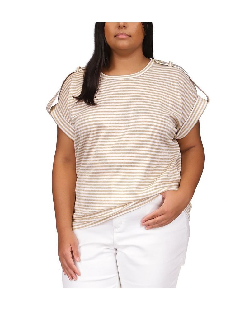 Plus Size Stripe-Print Short-Sleeve Top Multi $39.48 Tops