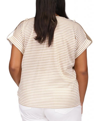 Plus Size Stripe-Print Short-Sleeve Top Multi $39.48 Tops