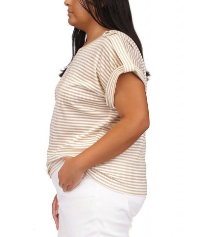 Plus Size Stripe-Print Short-Sleeve Top Multi $39.48 Tops