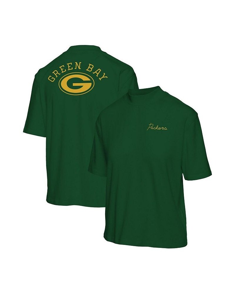 Women's Green Green Bay Packers Half-Sleeve Mock Neck T-shirt Green $23.91 Tops