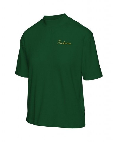 Women's Green Green Bay Packers Half-Sleeve Mock Neck T-shirt Green $23.91 Tops