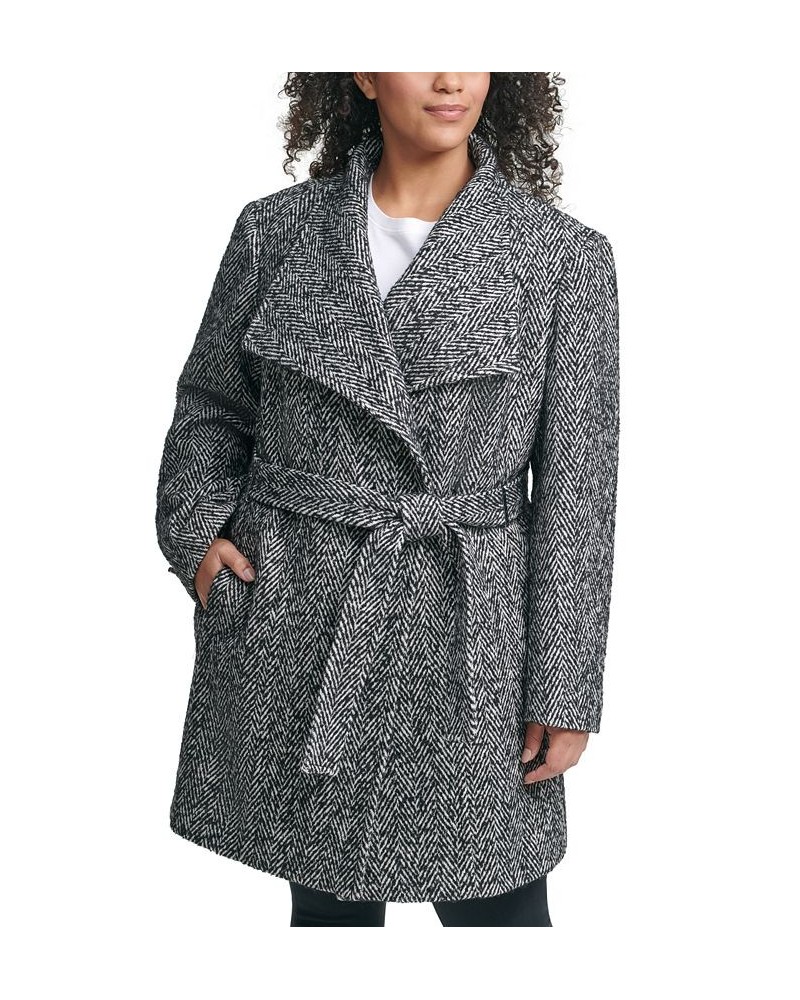 Women's Plus Size Wrap Coat Black $103.50 Coats