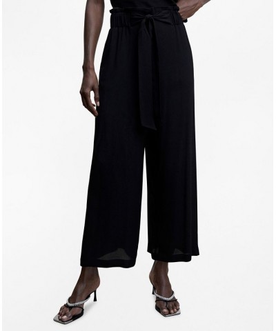 Women's Bow Culottes Pants Black $35.99 Pants