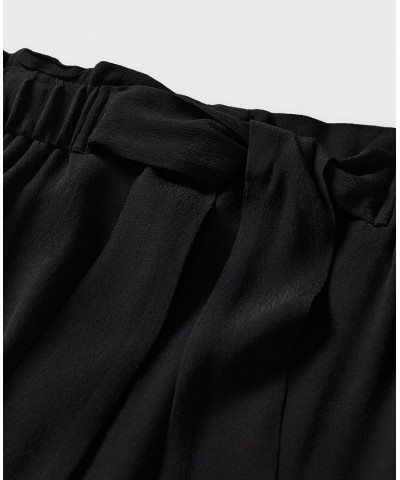 Women's Bow Culottes Pants Black $35.99 Pants