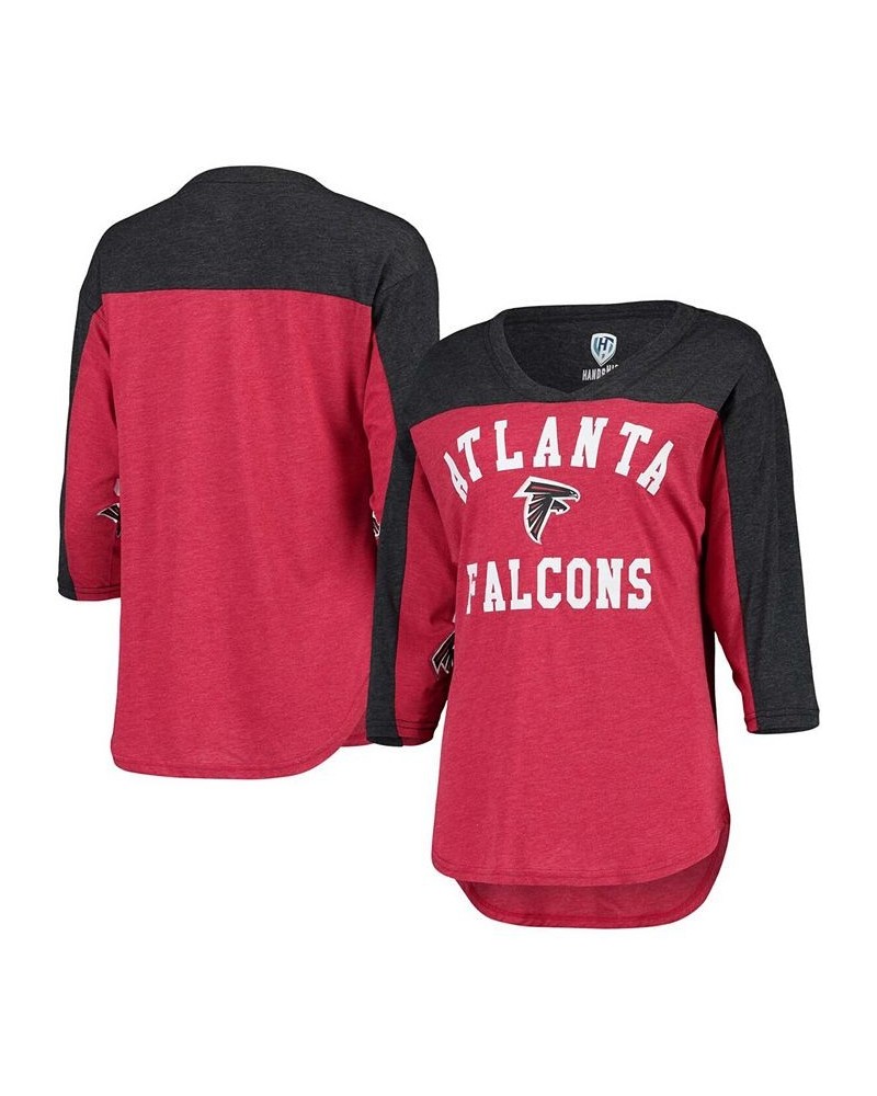 Women's Red Black Atlanta Falcons In The Zone 3/4 Sleeve V-Neck T-shirt Red, Black $21.73 Tops