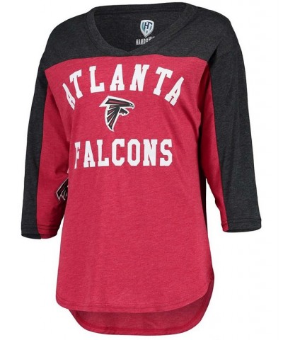 Women's Red Black Atlanta Falcons In The Zone 3/4 Sleeve V-Neck T-shirt Red, Black $21.73 Tops