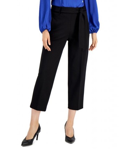 Women's Tie Front Capris Pants Black $45.39 Pants