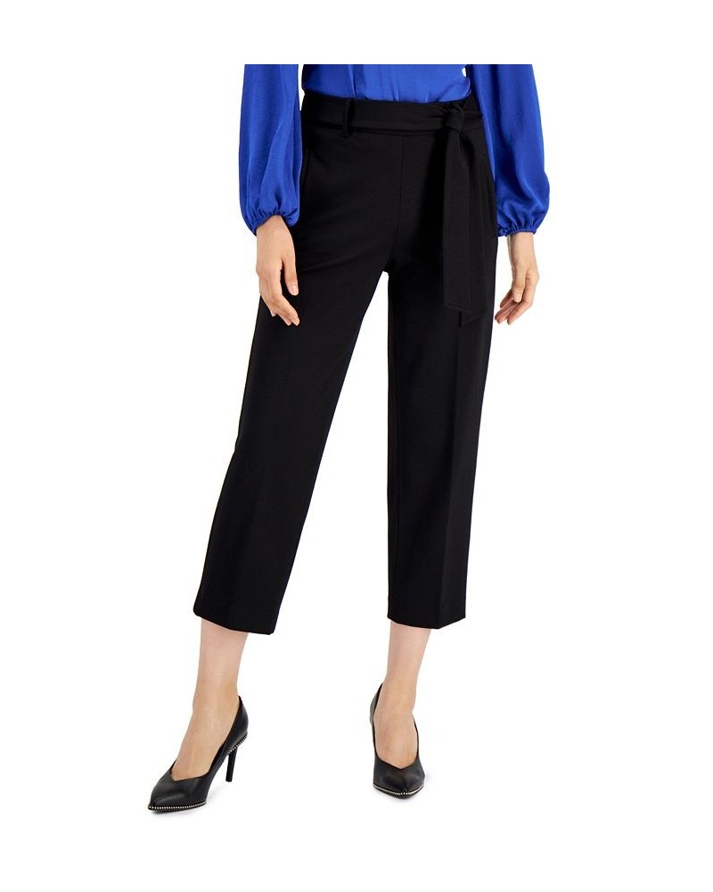 Women's Tie Front Capris Pants Black $45.39 Pants