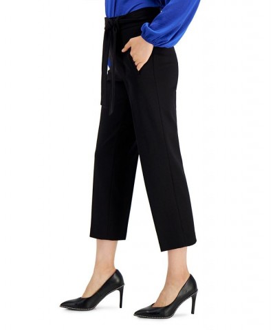 Women's Tie Front Capris Pants Black $45.39 Pants