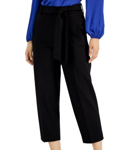 Women's Tie Front Capris Pants Black $45.39 Pants