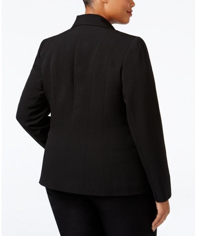 Plus Size Crepe One-Button Blazer Black $55.93 Jackets