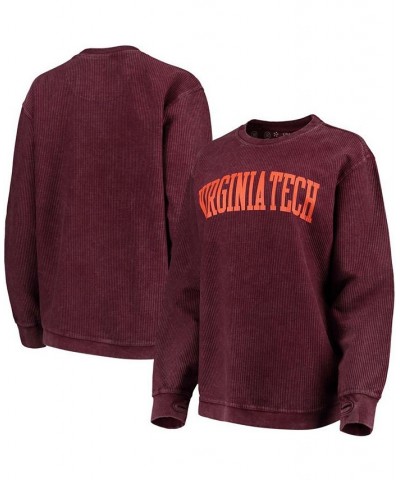 Women's Maroon Virginia Tech Hokies Comfy Cord Vintage-Like Wash Basic Arch Pullover Sweatshirt Maroon $37.60 Sweatshirts