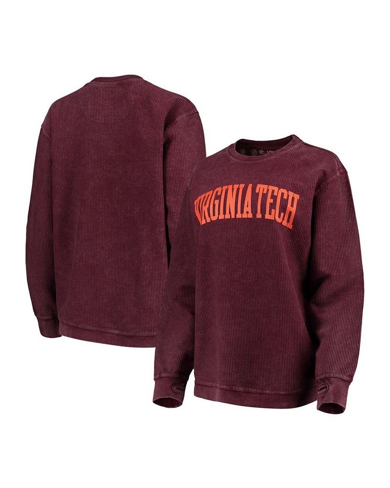 Women's Maroon Virginia Tech Hokies Comfy Cord Vintage-Like Wash Basic Arch Pullover Sweatshirt Maroon $37.60 Sweatshirts