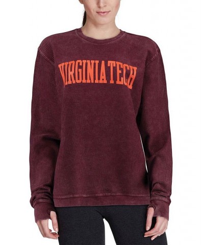 Women's Maroon Virginia Tech Hokies Comfy Cord Vintage-Like Wash Basic Arch Pullover Sweatshirt Maroon $37.60 Sweatshirts