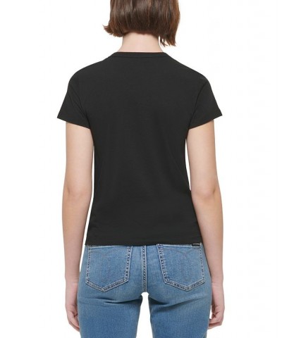 Women's Blur-Logo Graphic T-Shirt Black $13.09 Tops