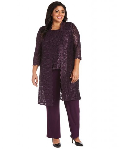 3-Pc. Plus Size Sequined Lace Pantsuit & Shell Slate $71.52 Pants