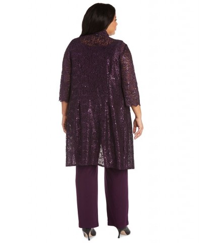 3-Pc. Plus Size Sequined Lace Pantsuit & Shell Slate $71.52 Pants