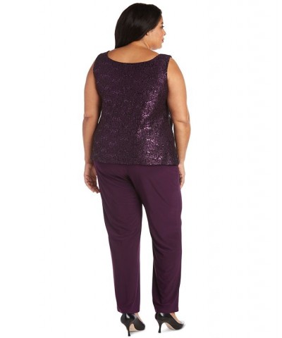 3-Pc. Plus Size Sequined Lace Pantsuit & Shell Slate $71.52 Pants