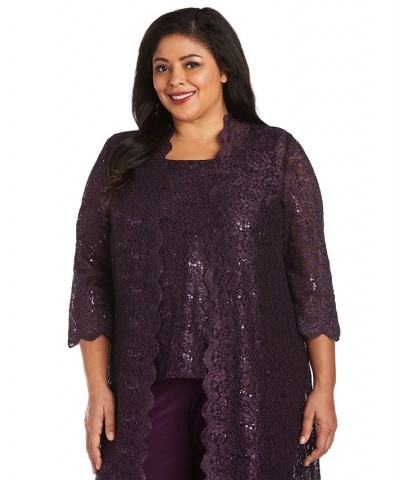 3-Pc. Plus Size Sequined Lace Pantsuit & Shell Slate $71.52 Pants