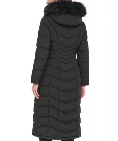 Hooded Faux-Fur-Trim Maxi Puffer Coat Black $82.50 Coats