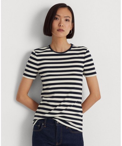 Women's Striped Stretch Cotton T-Shirt French Navy/mascarpone Cream $28.50 Tops