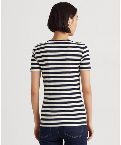 Women's Striped Stretch Cotton T-Shirt French Navy/mascarpone Cream $28.50 Tops