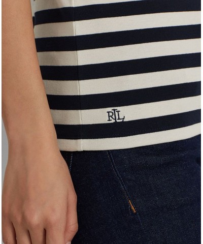 Women's Striped Stretch Cotton T-Shirt French Navy/mascarpone Cream $28.50 Tops