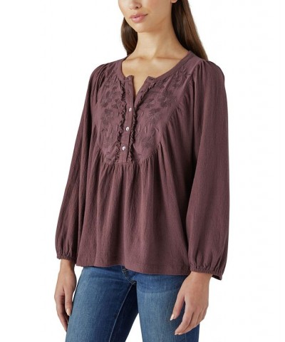 Women's Embroidered Long-Sleeve Top Huckleberry $48.33 Tops