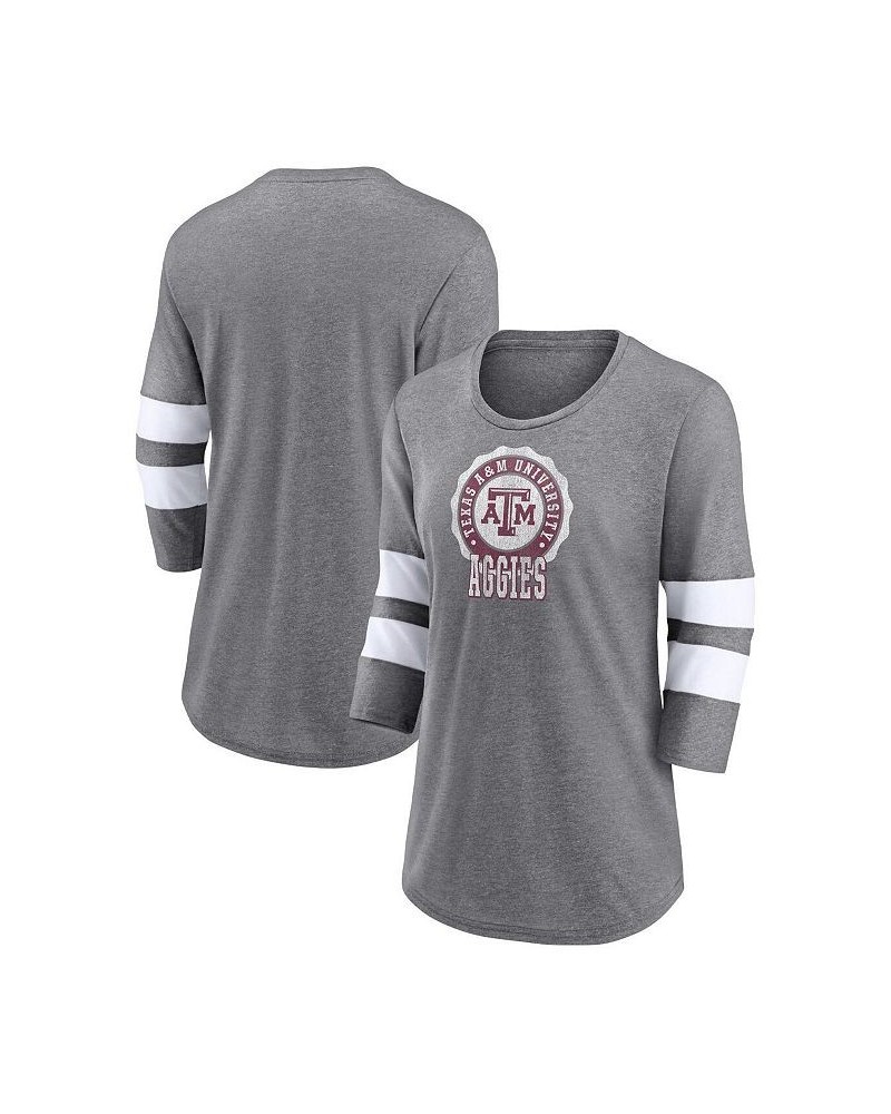 Women's Branded Heathered Gray Texas A&M Aggies Drive Forward Tri-Blend 3/4-Sleeve T-shirt Heathered Gray $26.99 Tops