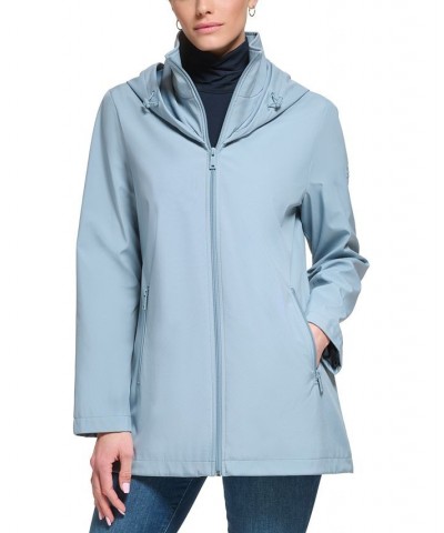 Women's Hooded Raincoat Blue $38.54 Coats