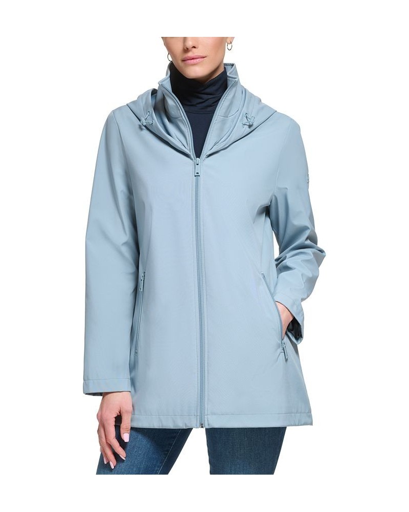 Women's Hooded Raincoat Blue $38.54 Coats