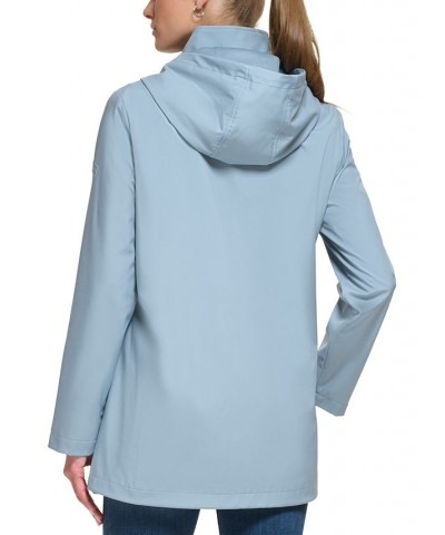 Women's Hooded Raincoat Blue $38.54 Coats