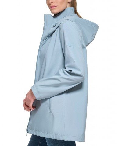 Women's Hooded Raincoat Blue $38.54 Coats