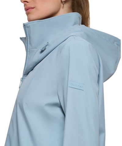 Women's Hooded Raincoat Blue $38.54 Coats