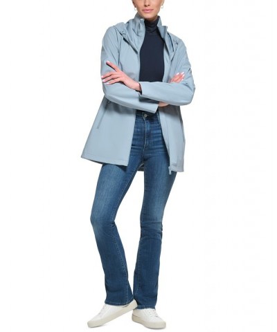 Women's Hooded Raincoat Blue $38.54 Coats