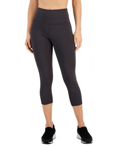 Women's Compression High-Rise Side-Pocket Cropped Leggings Regular & Petite Deep Charcoal $14.17 Pants